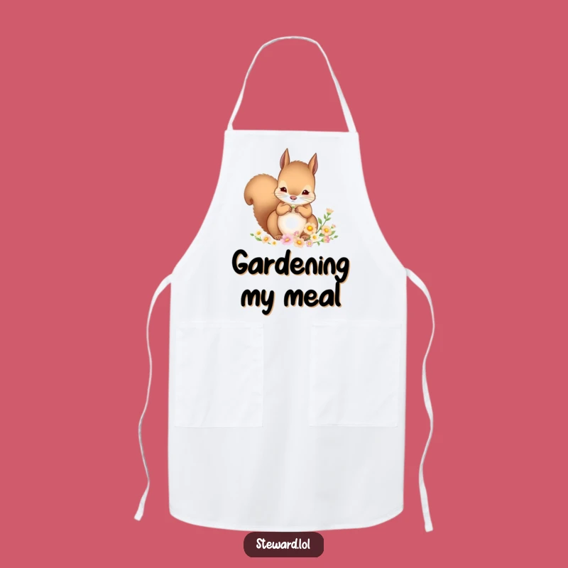 Funny Squirrel Apron: Flower Arranging Kitchen Art - Chef's Delicate & Humorous Gift!