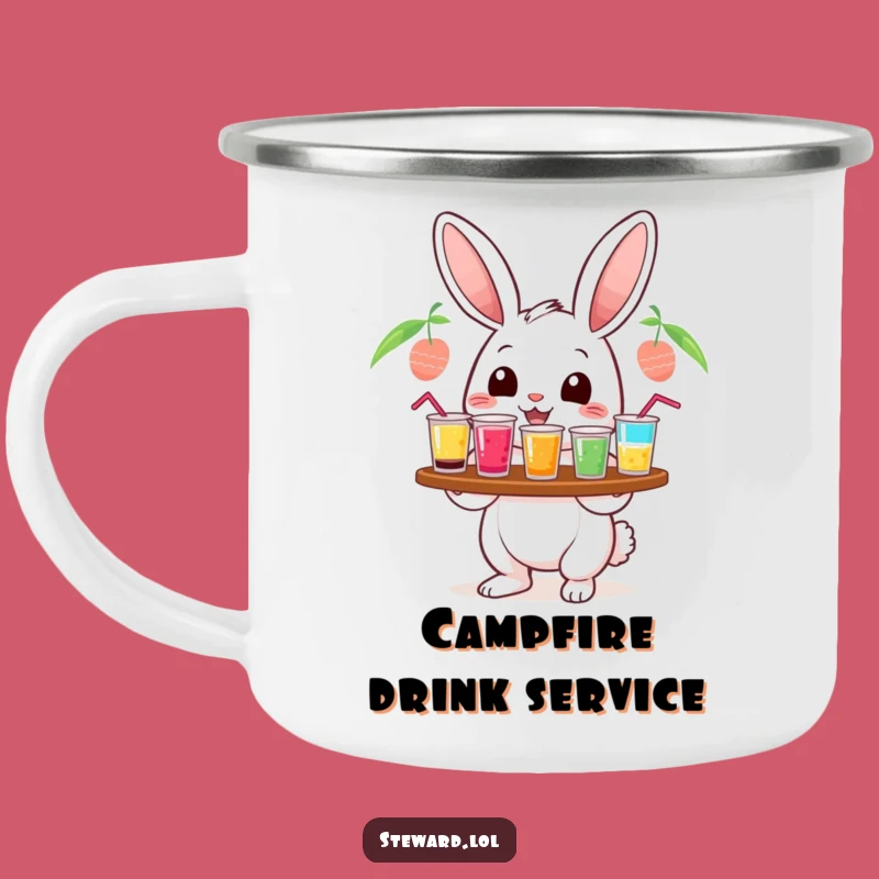 Funny Rabbit Bartender Camping Mug: Enjoy Drinks with Bunny Cheer