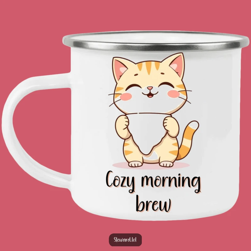 Funny Cat Waiter Camping Mug: Enjoy Drinks with Feline Hospitality