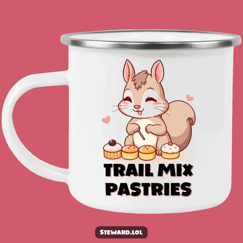 Funny Squirrel Pastry Camping Mug: Determined Baker Squirrel Outdoor Sipping, Hilarious Gift!