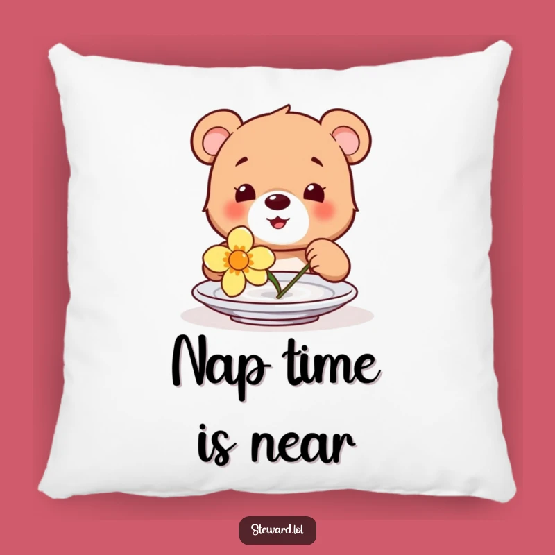 Funny Bear Cub Flower Pillow: Happy Cub Plate Decorator, Cozy Funny Gift!