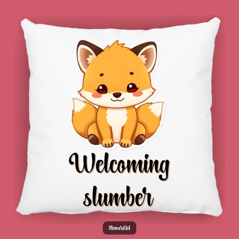 Funny Fox Pillow: Welcoming Cub - Soft & Cozy Humorous Accent Gift!