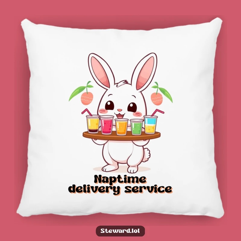 Funny Rabbit Bartender Pillow: Cozy Up with Bunny Drinks and Smiles