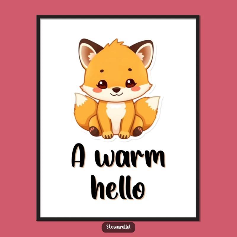 Funny Fox Digital Art Print: Welcoming Cub - Instant Warm & Humorous Wall Decor Funny Gift!