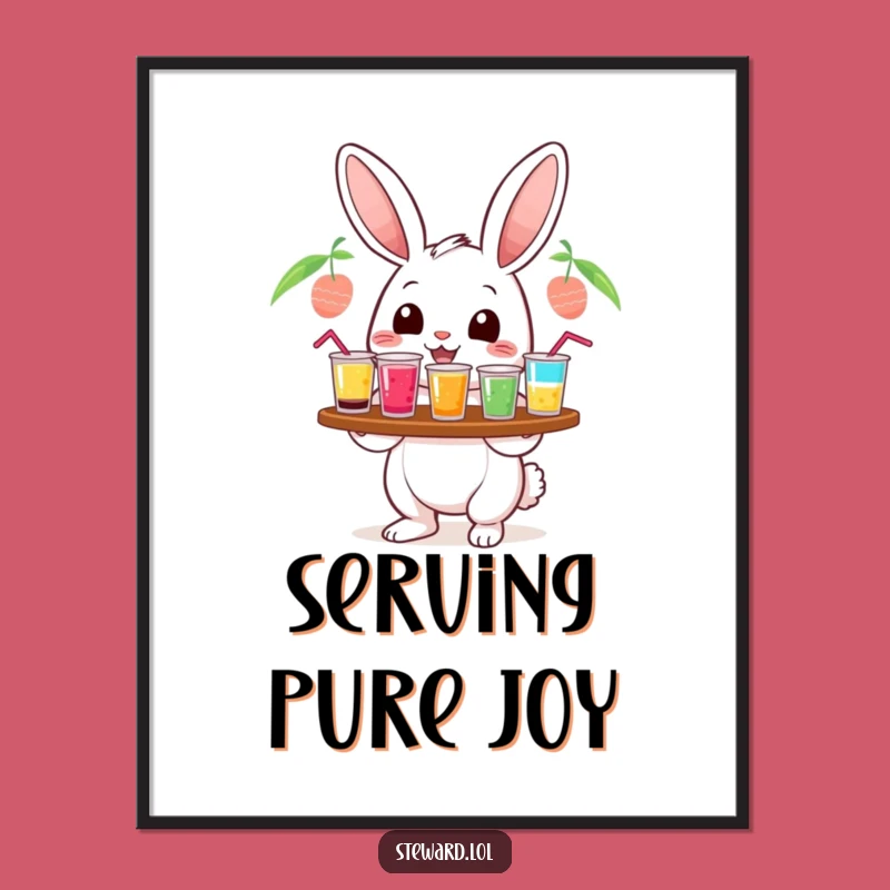 Funny Rabbit Bartender Digital Art: Instant Bunny Cheer for Your Walls