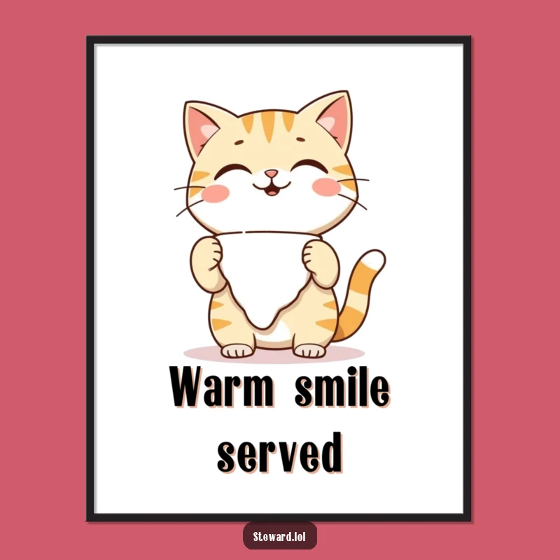 Funny Cat Waiter Digital Art: Instant Feline Charm for Your Walls