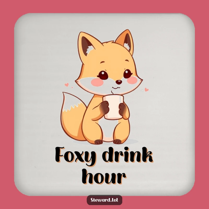 Funny Fox Host Coaster: Cute Fox Offering Drink, Cute Party Gift!