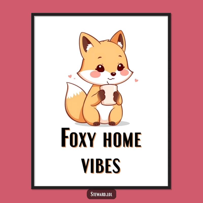 Funny Fox Host Poster: Cute Fox Offering Drink, Charming Wall Art Funny Gift!