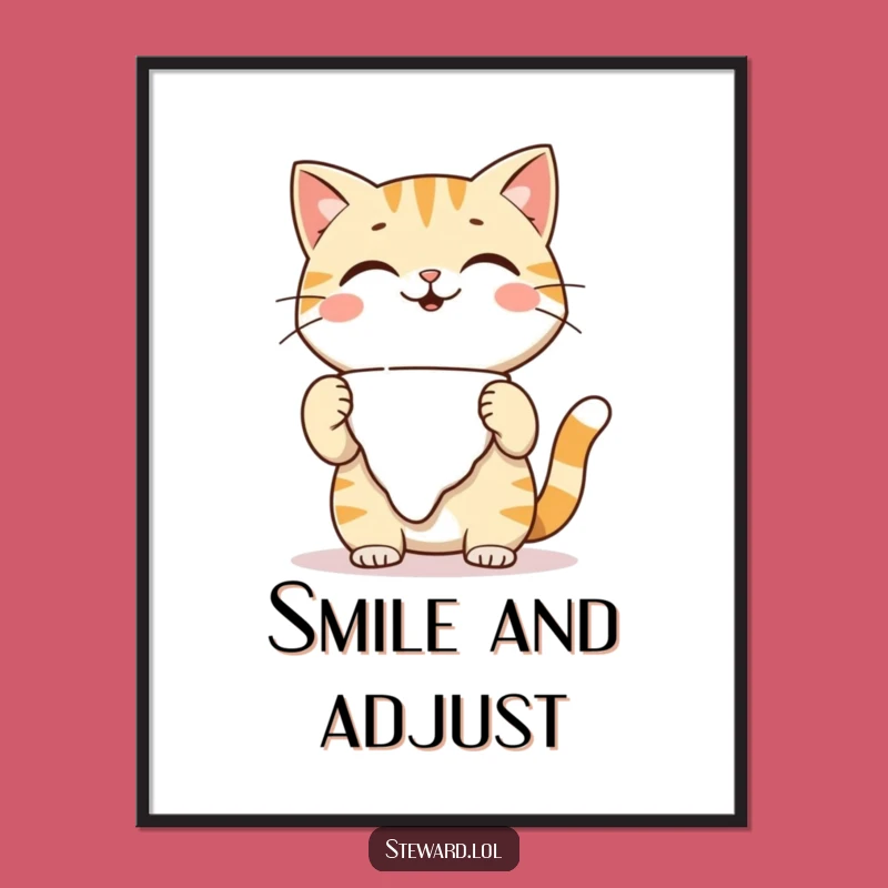 Funny Cat Waiter Poster: Decorate with a Smiling Feline Server