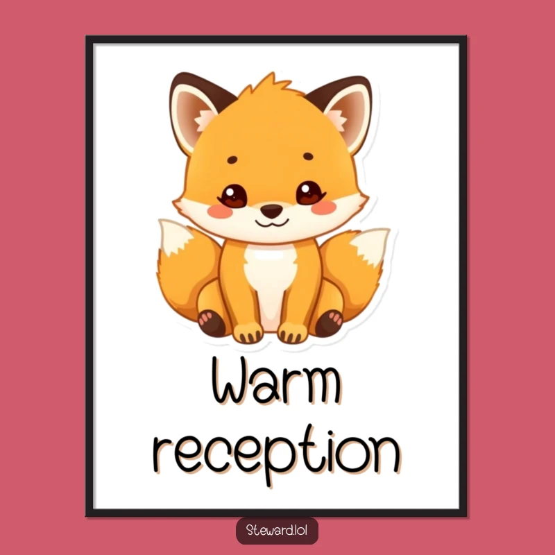 Funny Fox Poster: Welcoming Cub Art - Warm & Friendly Wall Decor Funny Gift!
