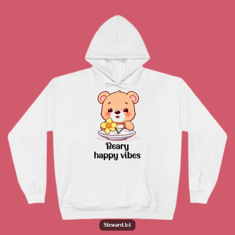 Funny Bear Cub Flower Hoodie: Happy Cub Plate Decorator, Cozy and Adorable Funny Gift!