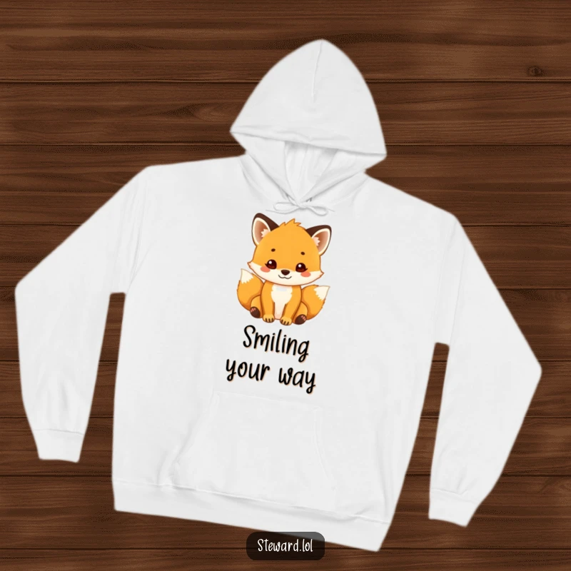 Funny Fox Hoodie: A soft hoodie with a smiling fox cub extending a friendly welcome, embodying warmth and making a wonderful funny gift.