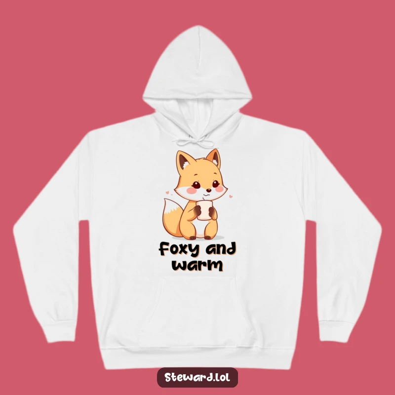 Funny Fox Host Hoodie: Cute Fox Offering Beverage, Cozy and Warm Funny Gift!