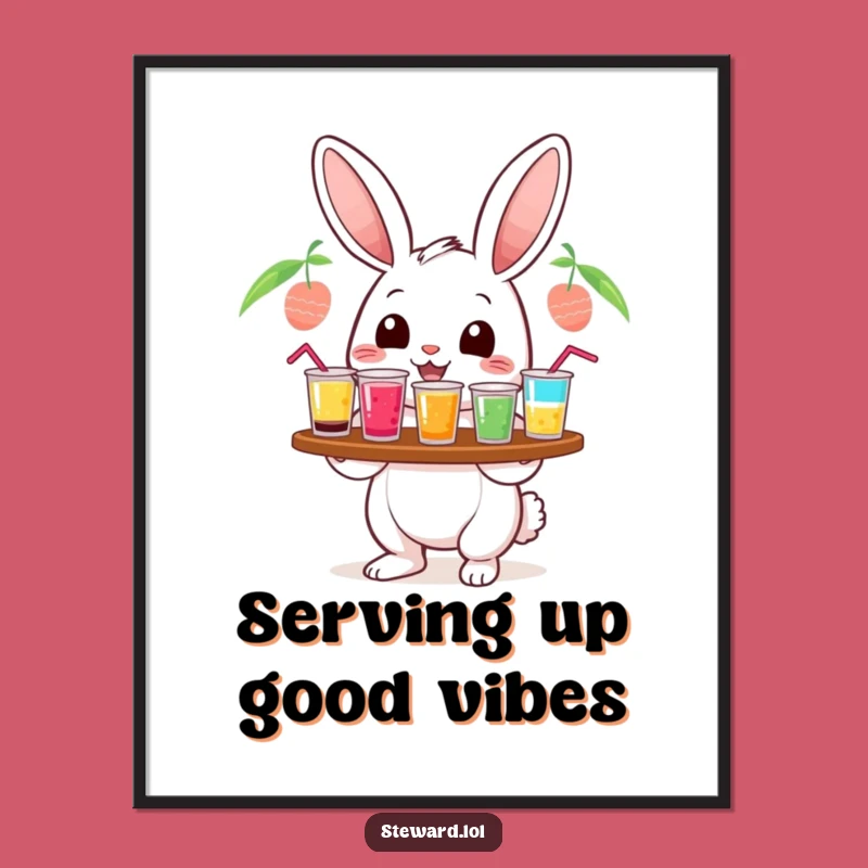 Funny Free Printable Wall Art: Cheerful Rabbit - Drink Up Decor!