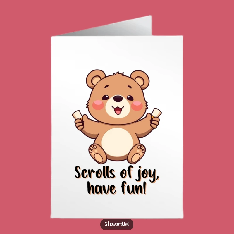 Free Printable Birthday Card: Funny Bear Cub Sharing Gifts, Perfect Downloadable Gift