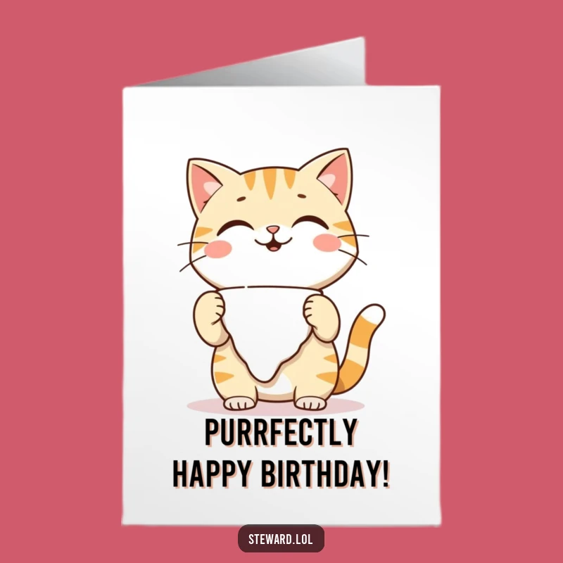 Free Printable Birthday Card: Playful Cat - Fancy Celebration!