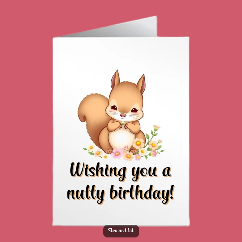 Free Printable Birthday Card: Squirrel's Floral Surprise! Hilarious Downloadable Gift for Nature Lovers