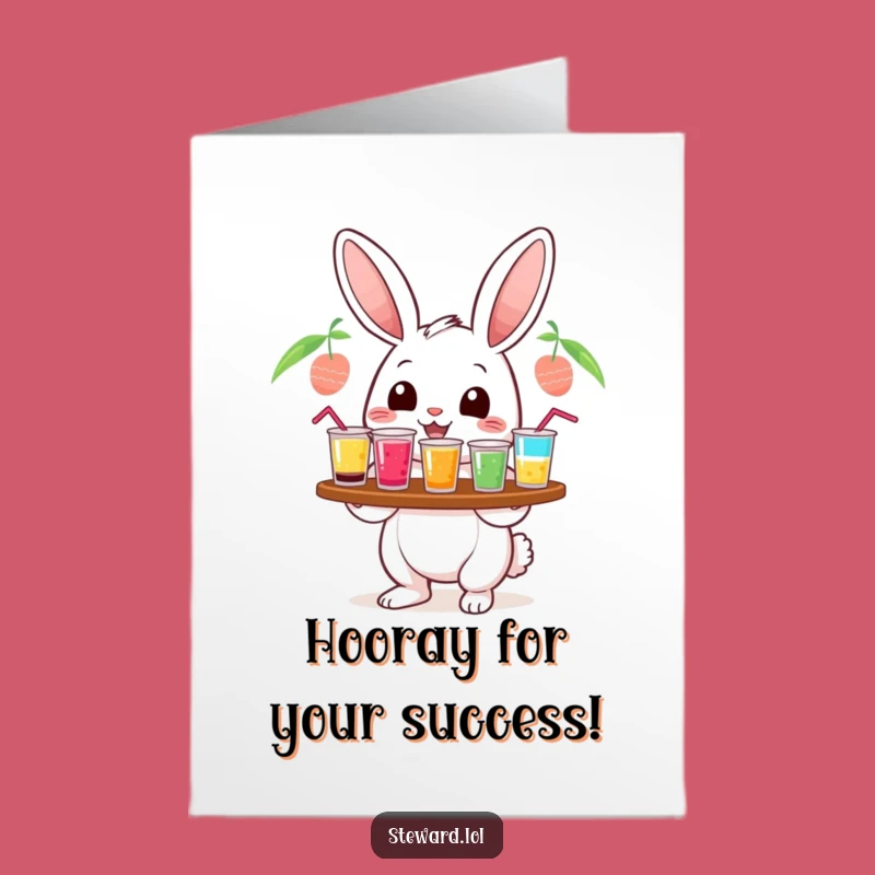 Free Printable Congrats Card: Rabbit Cheers - celebratory Drinks!