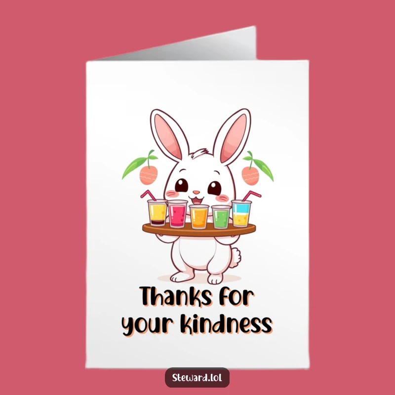 Free Printable Thank You Card: Rabbit Drinks - Cheerful Thanks!