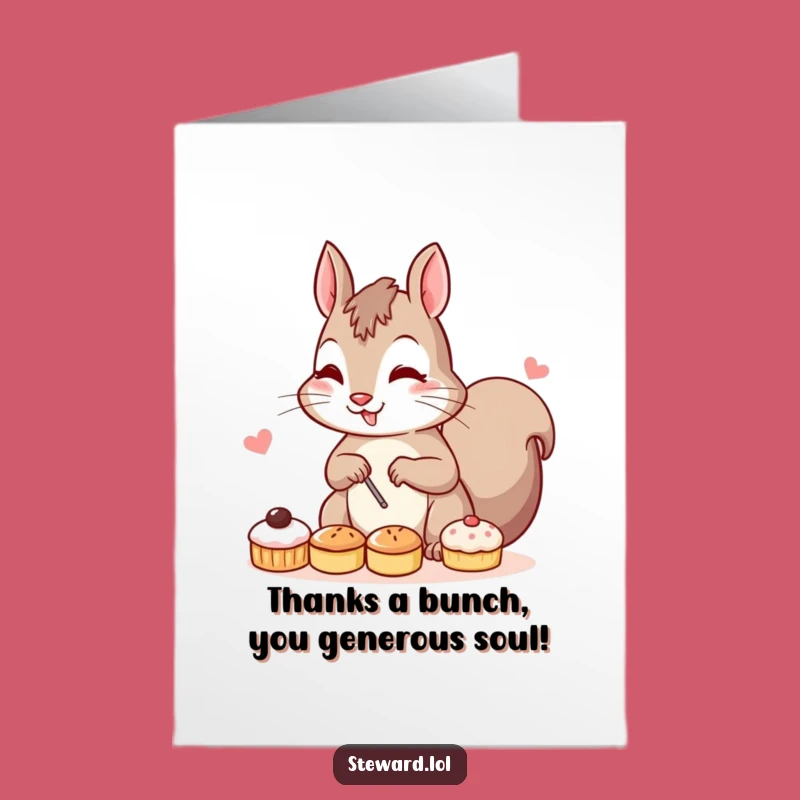 Free Printable Thank You Card: Squirrel Pastry Artist - Funny Downloadable for Expressing Gratitude