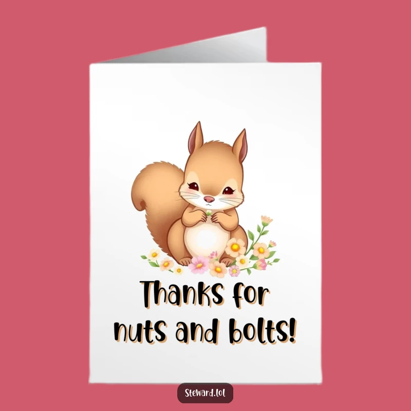 Free Printable Thank You Card: Squirrel's Floral Thanks! Hilarious Downloadable for Your Gratitude