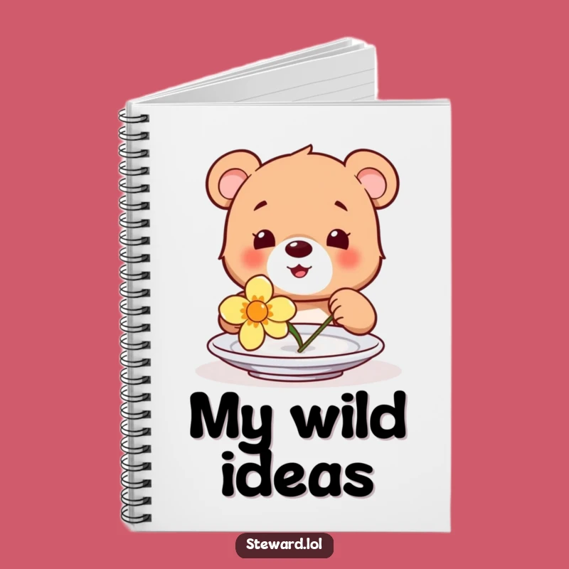 Funny Bear Cub Flower Notebook: Happy Cub Plate Decorator, Sweet Funny Gift for Notes!