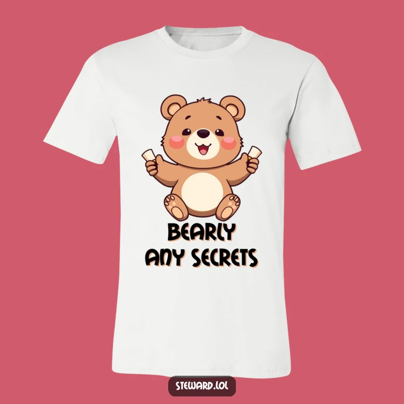 Funny Bear Cub T-Shirt: Cheerful Scroll Messenger, Adorable & Humorous Gift Idea