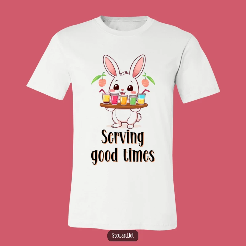 Funny Rabbit Bartender T-Shirt: Wear Your Drinks with Bunny Cheer